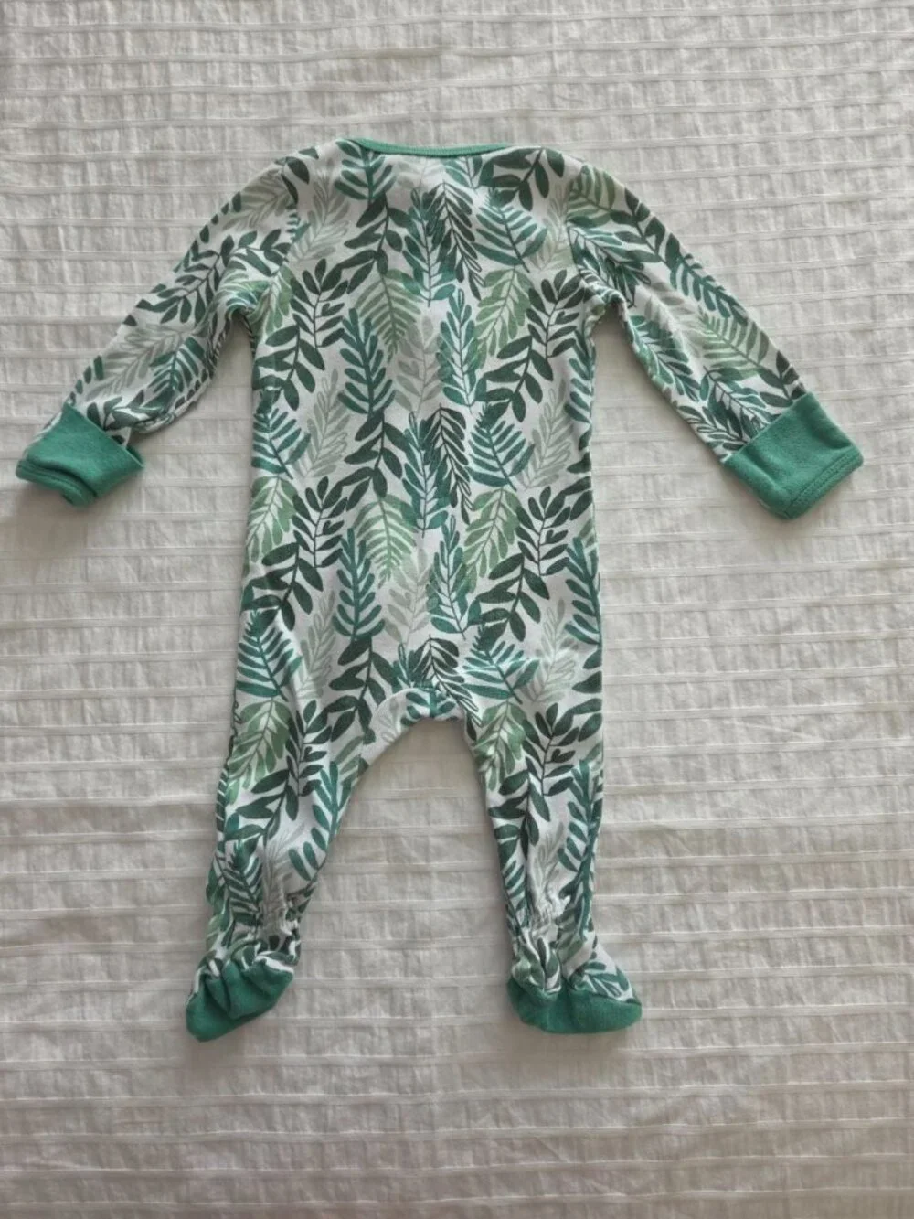 Cloud Island Baby Footed Sleeper 3-6M Green Leaf Print Zip Pajamas 100% Cotton